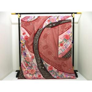 振袖　友禅金彩加工　刺繍入り絞り加工