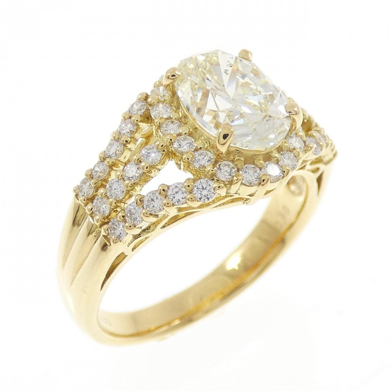 [Remake] K18YG Diamond Ring 1.583CT VLY SI2 Oval Cut