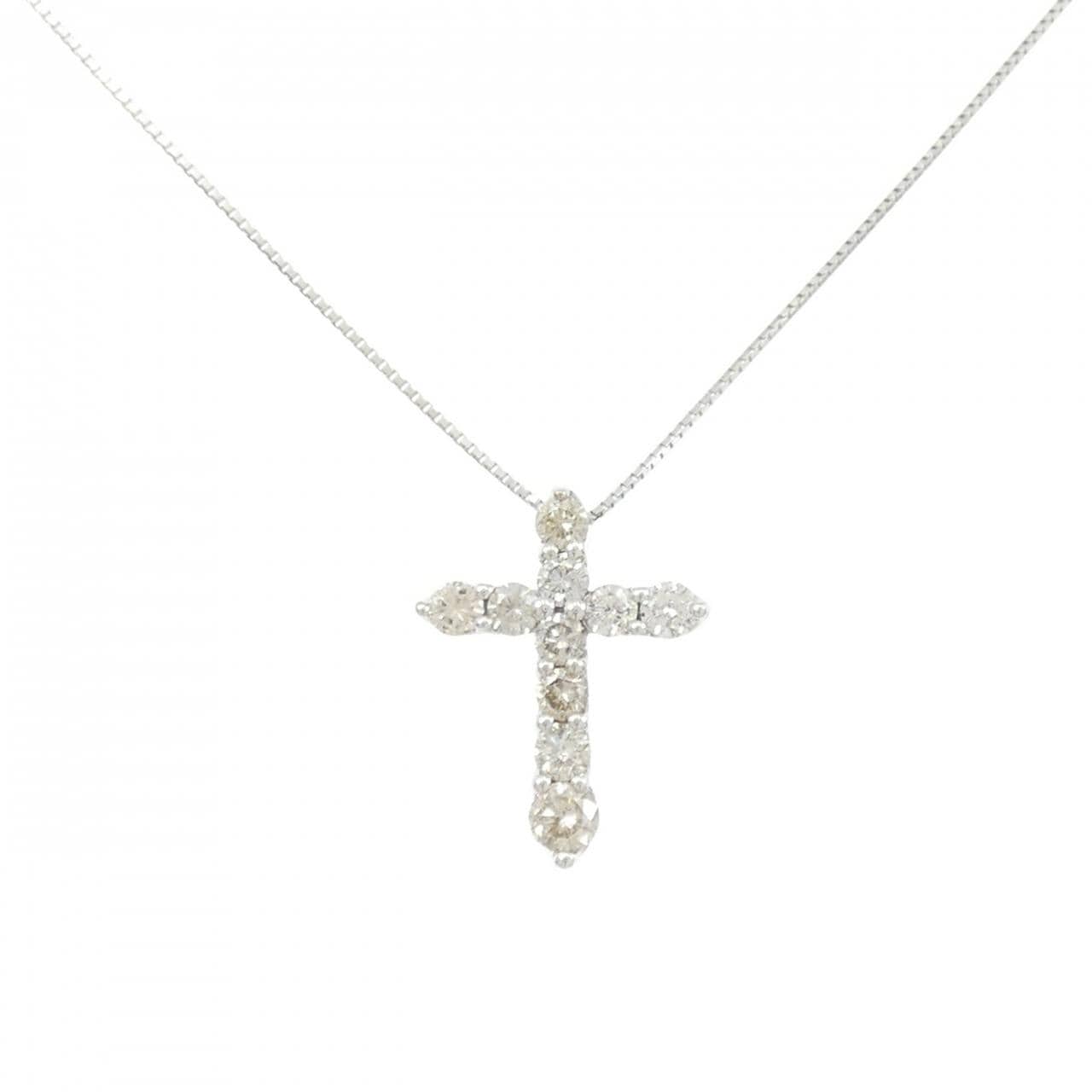 K18WG クロス ダイヤモンド ネックレス 1.00CT
