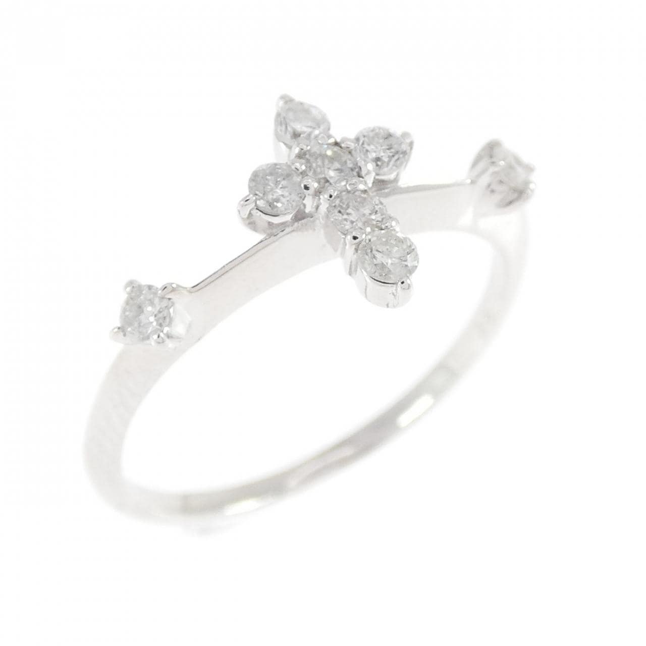 K18WG クロス ダイヤモンド リング 0.2CT