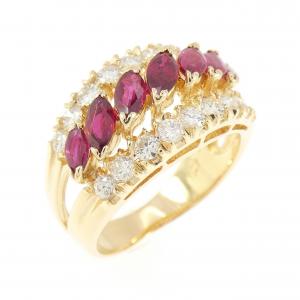 K18YG ルビー リング 1.07CT