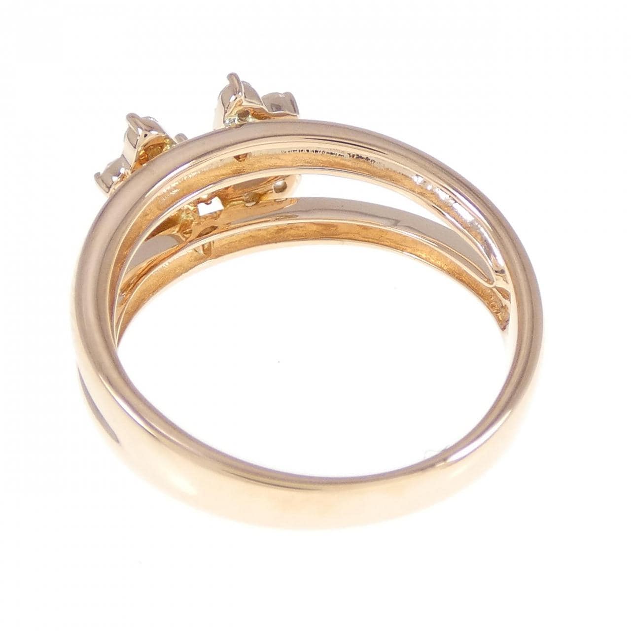 K18PG フラワー ダイヤモンド リング 0.30CT