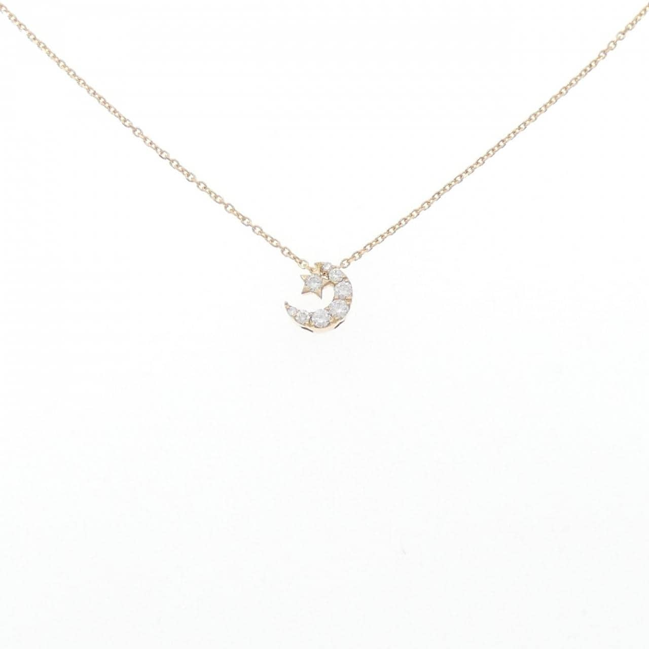 K18YG Moon x Star Diamond Necklace 0.16CT