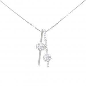 K18WG フラワー ダイヤモンド ネックレス 0.70CT