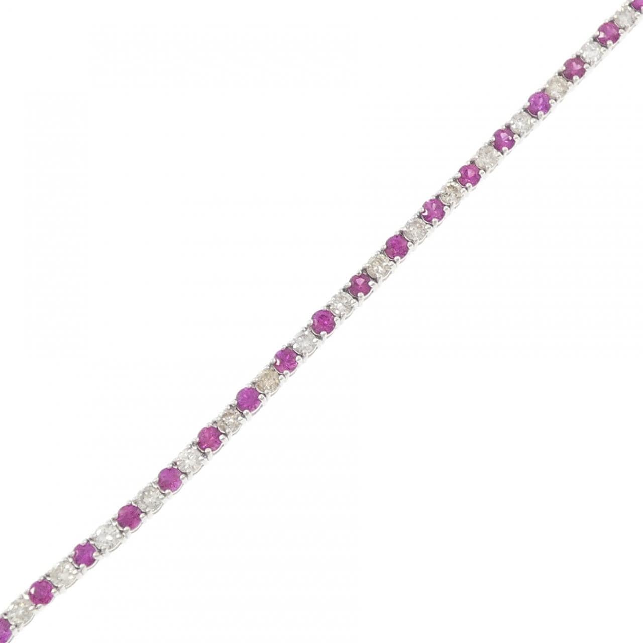 K18WG ルビー ブレスレット 2.40CT