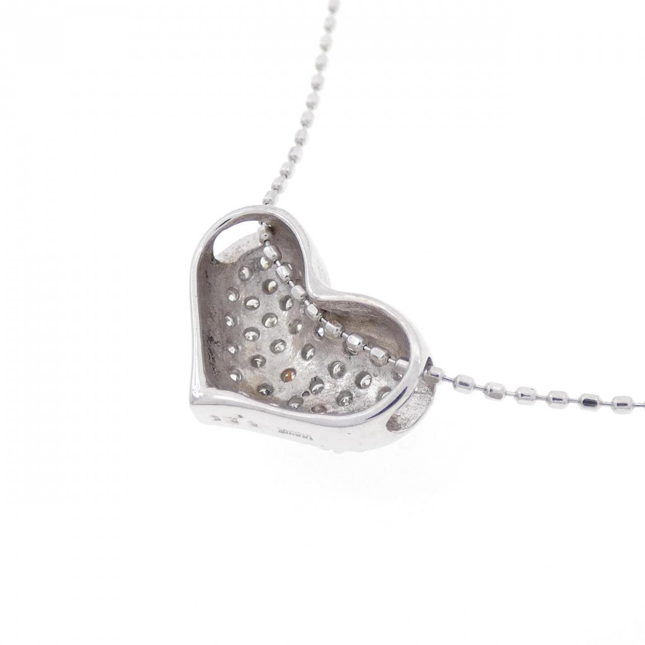 K18WG Pave Heart Diamond Necklace 0.25CT