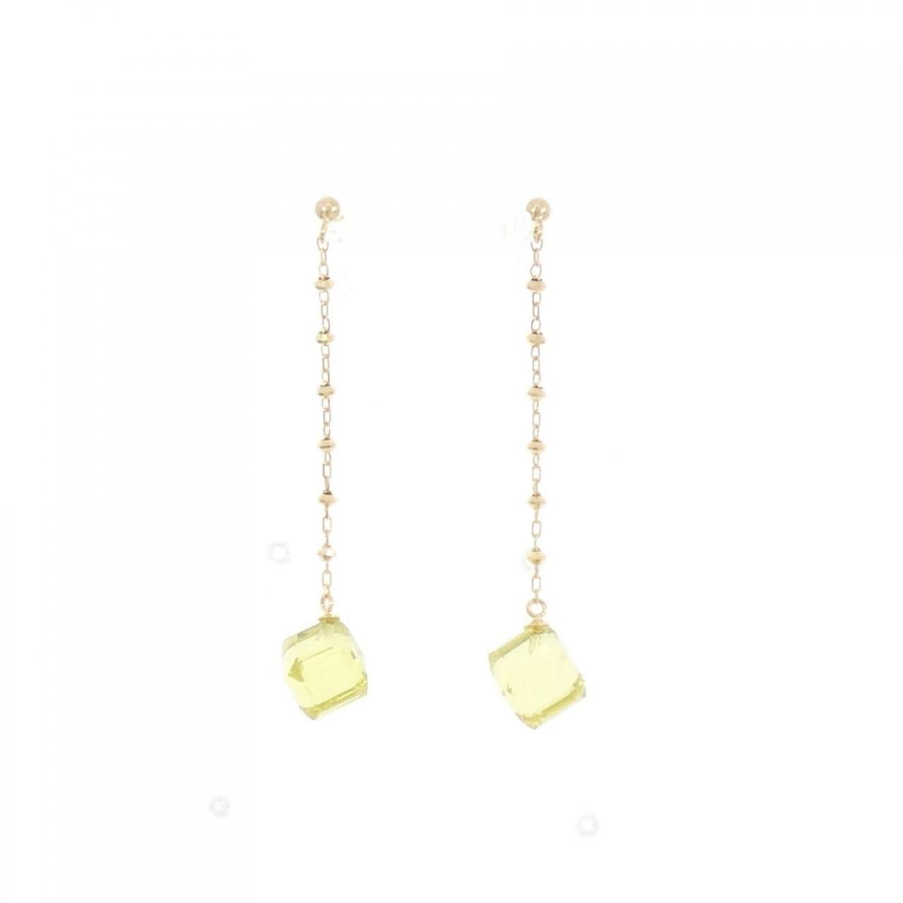 K18YG クオーツ ピアス 4.00CT
