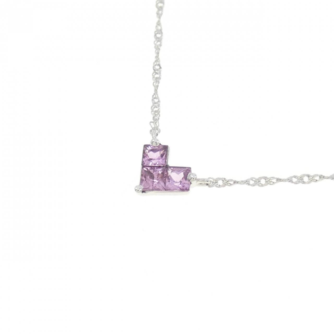 K18WG ハート サファイヤ ネックレス 0.30CT