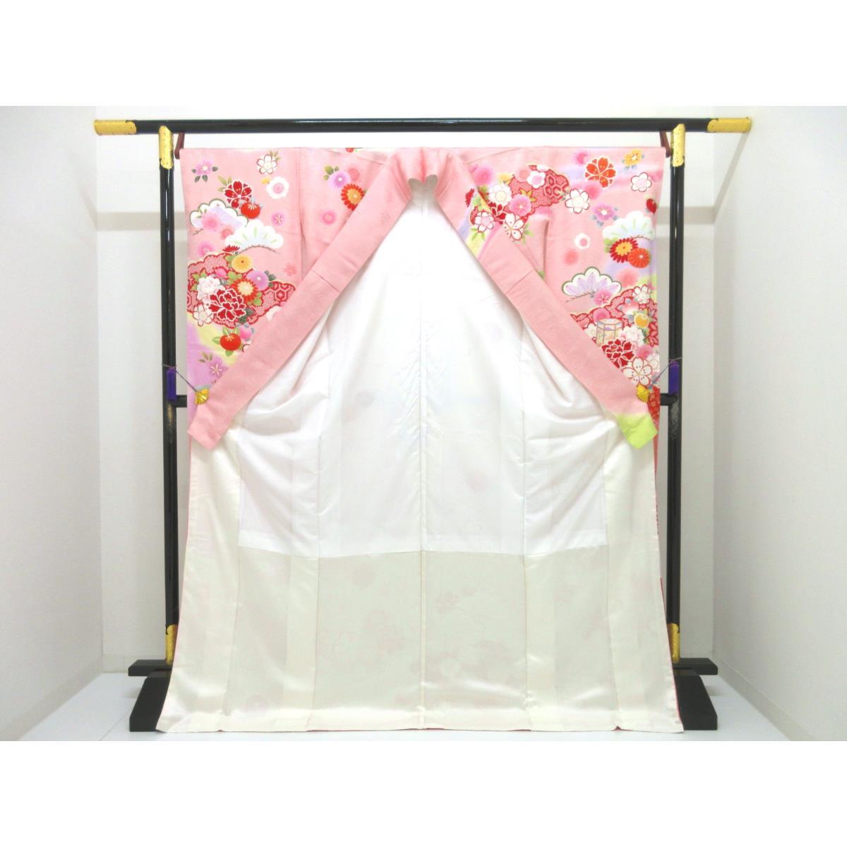 【未使用品】振袖　友禅金彩加工　刺繍入りボカシ染