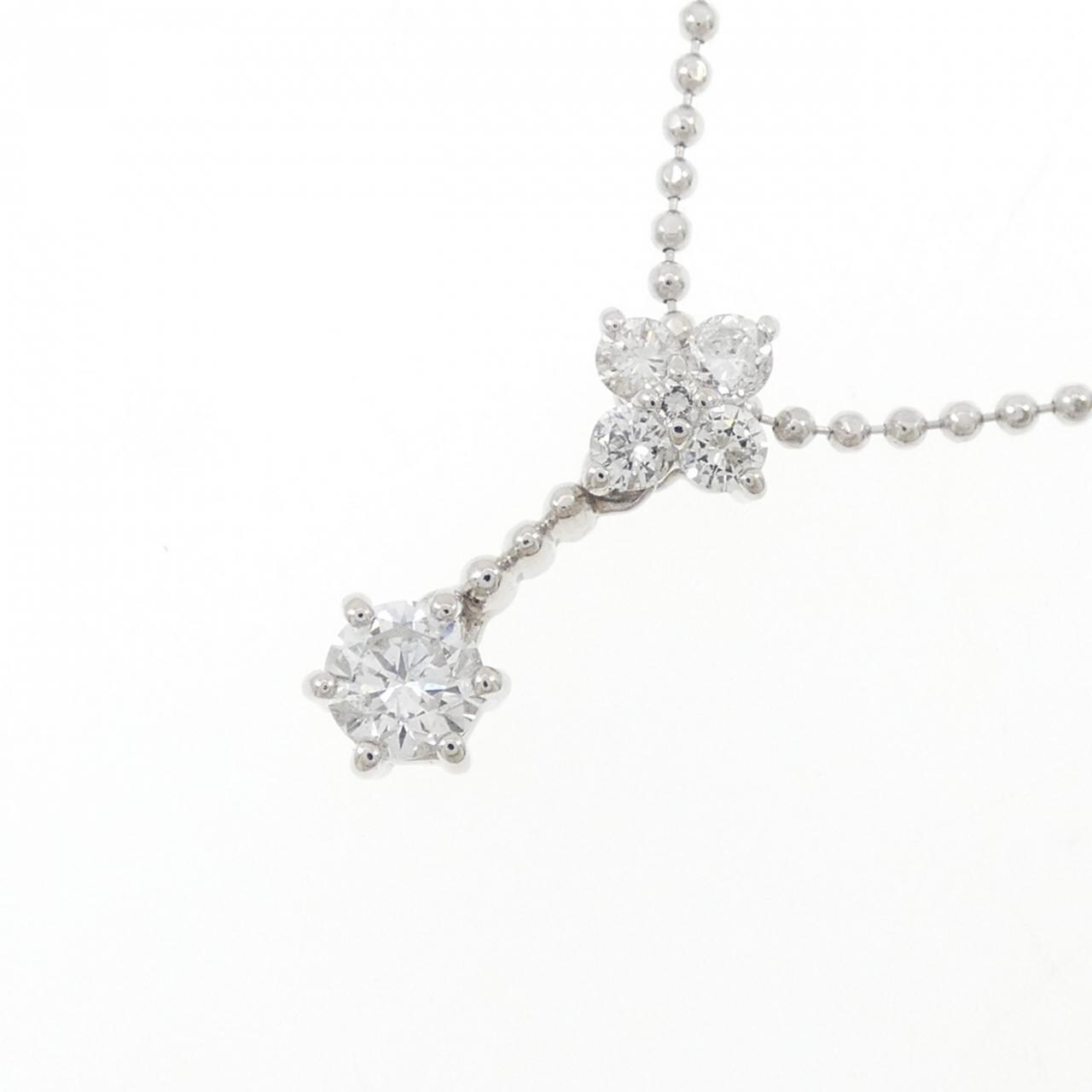PT900/PT850 フラワー ダイヤモンド ネックレス 0.323CT