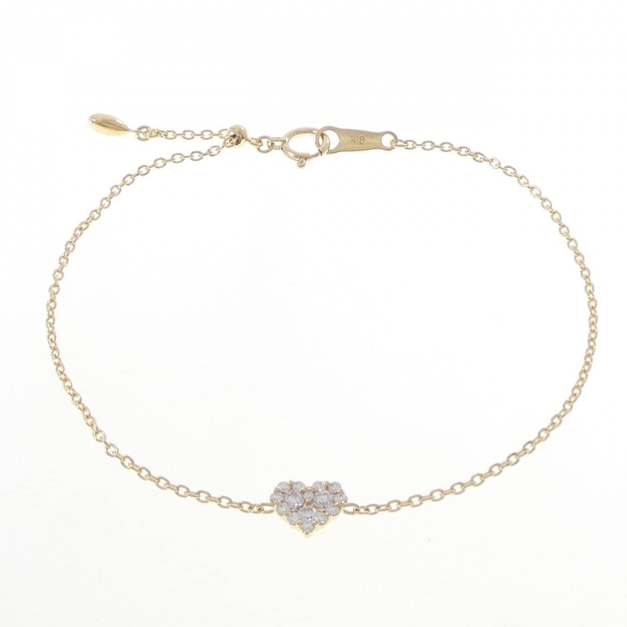 K18YG ハート ダイヤモンド ブレスレット 0.21CT