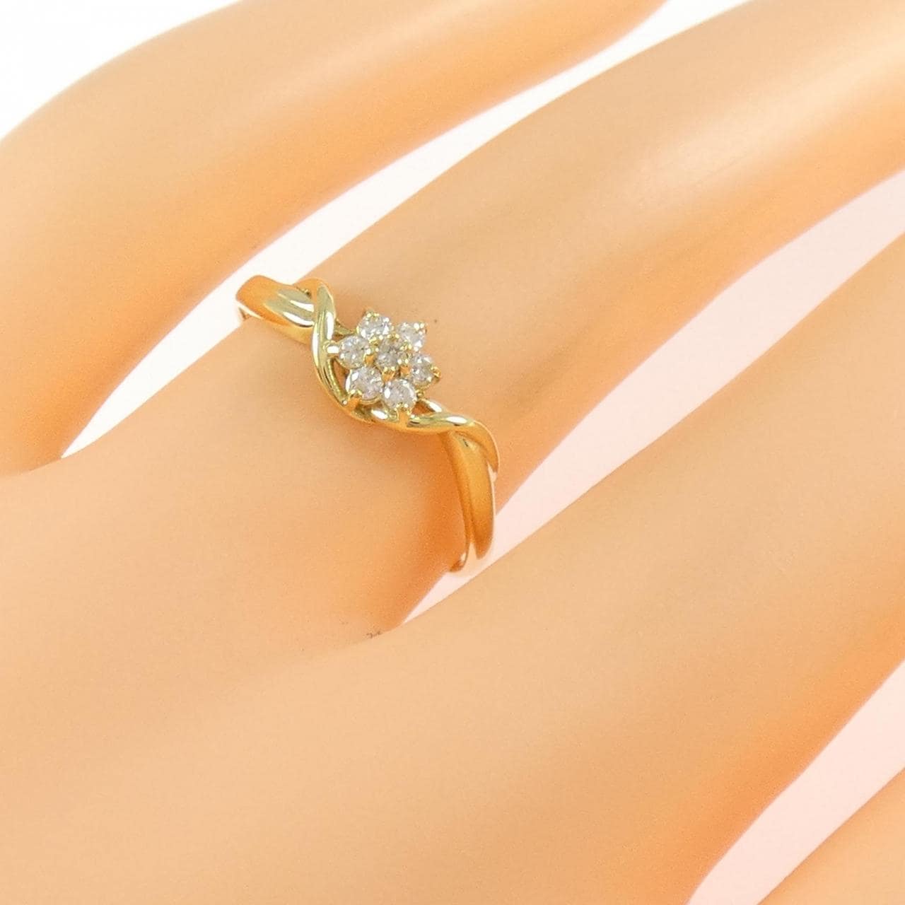 K18YG フラワー ダイヤモンド リング 0.10CT