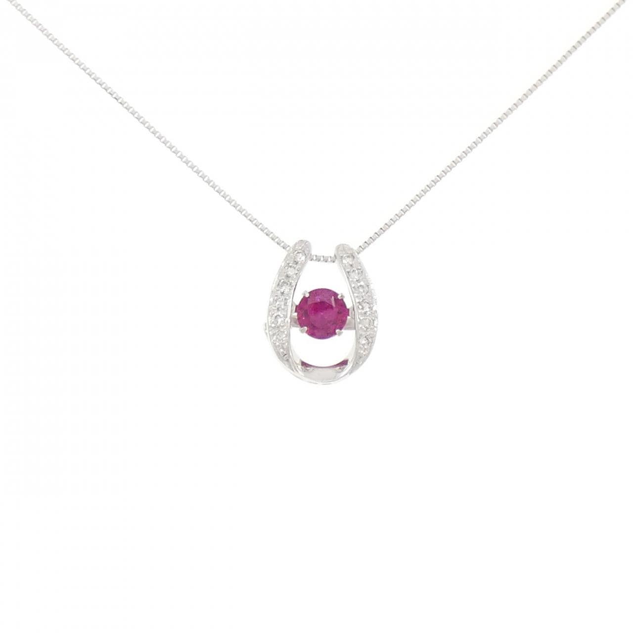 K18WG ルビー ネックレス 0.25CT