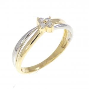 K18YG/PT900 フラワー ダイヤモンド リング 0.07CT