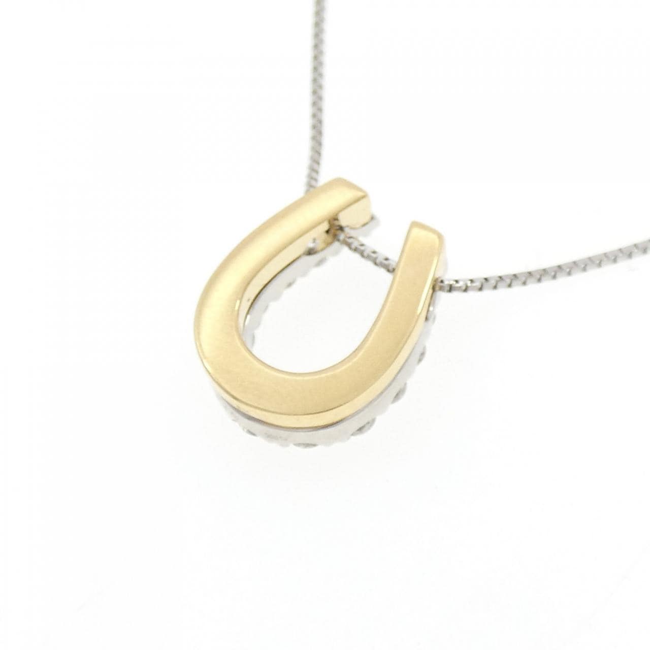 PT900/K18YG/PT850 ホースシュー ダイヤモンド ネックレス 0.50CT