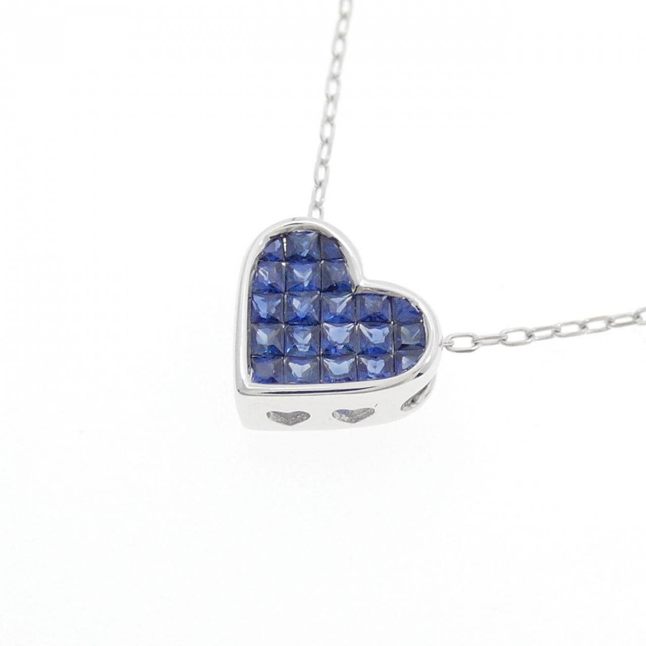 K18WG ハート サファイヤ ネックレス