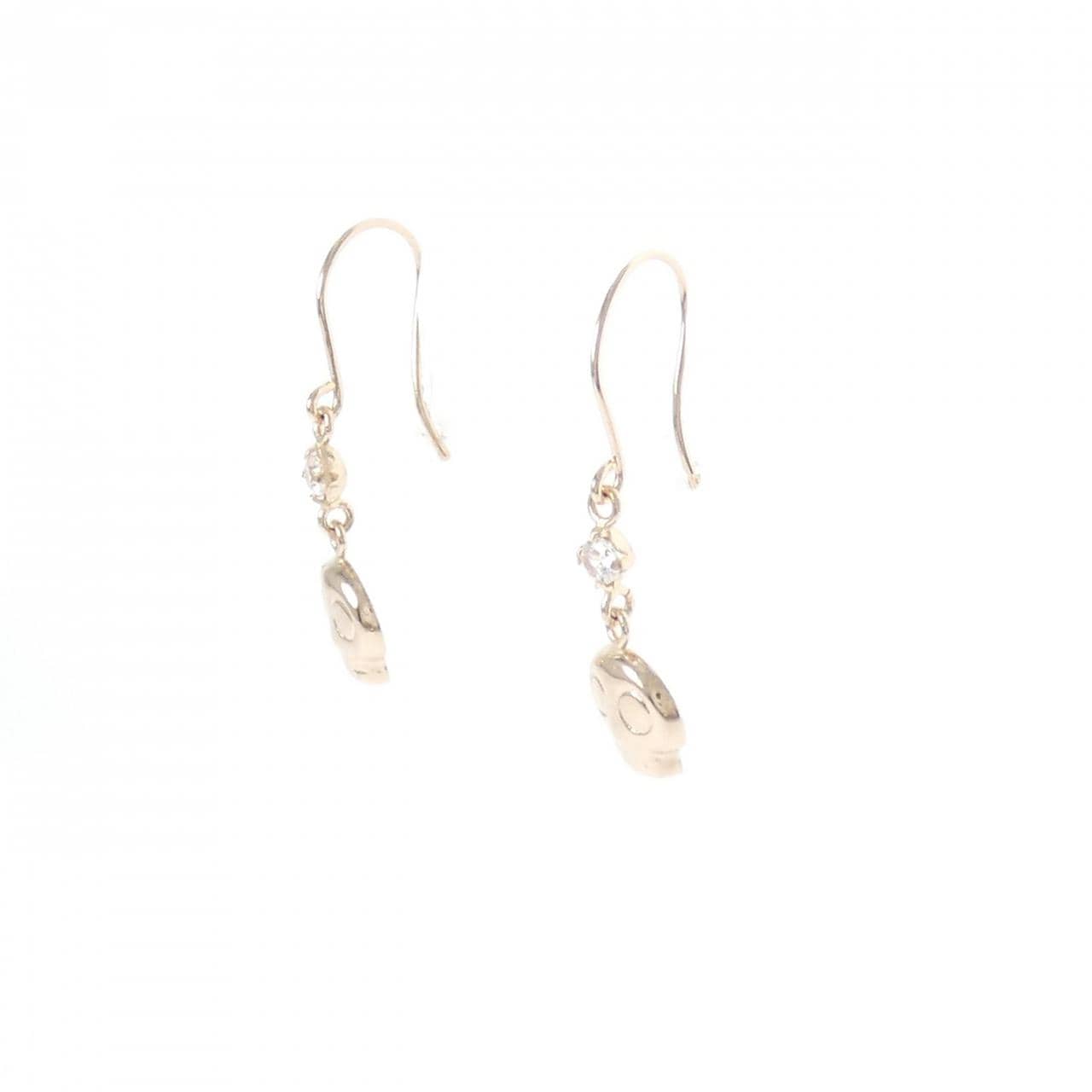 K14PG スカル キュービック ピアス