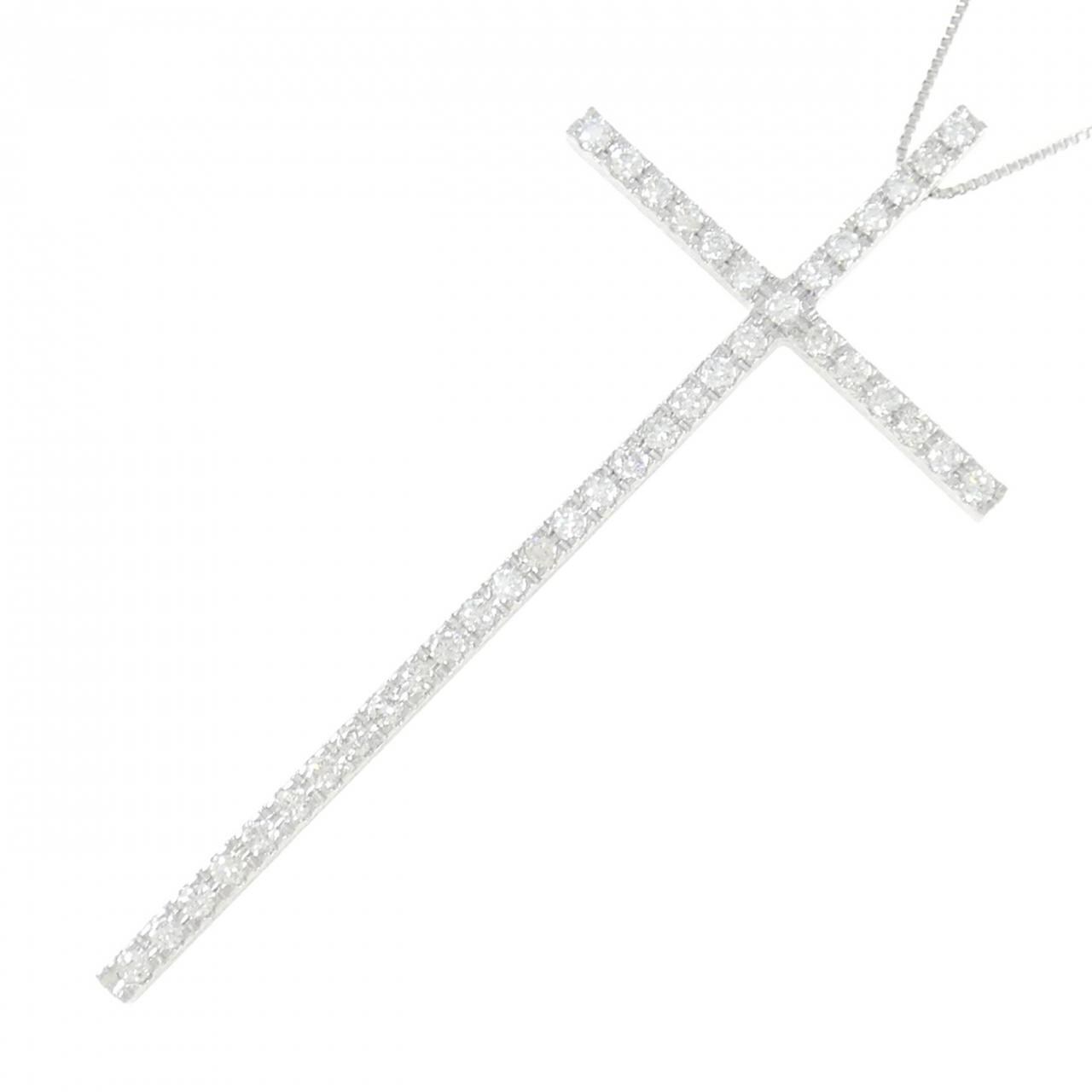 K18WG クロス ダイヤモンド ネックレス 1.00CT