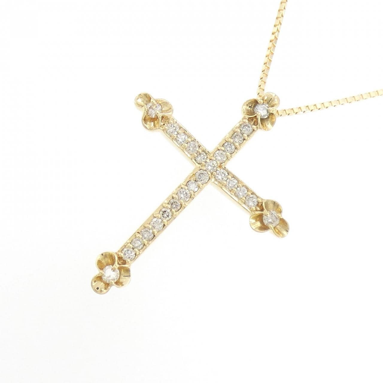 K18YG クロス ダイヤモンド ネックレス 0.30CT