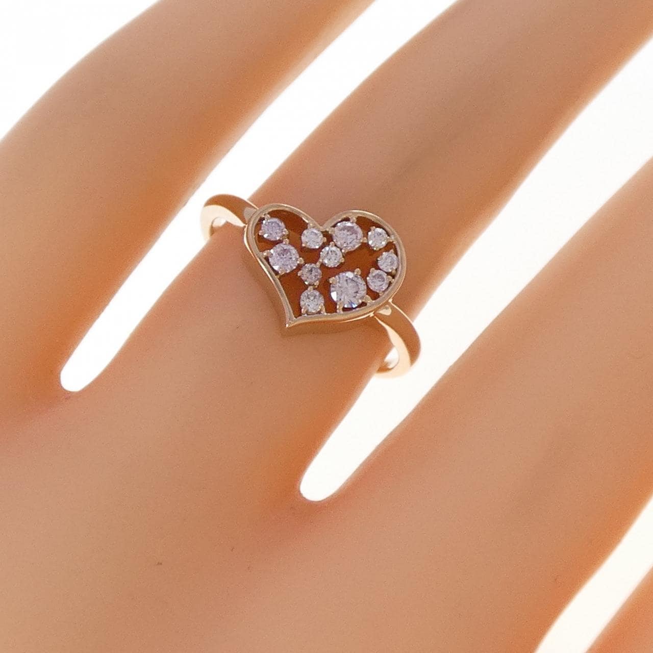 K18PG ハート ダイヤモンド リング 0.19CT