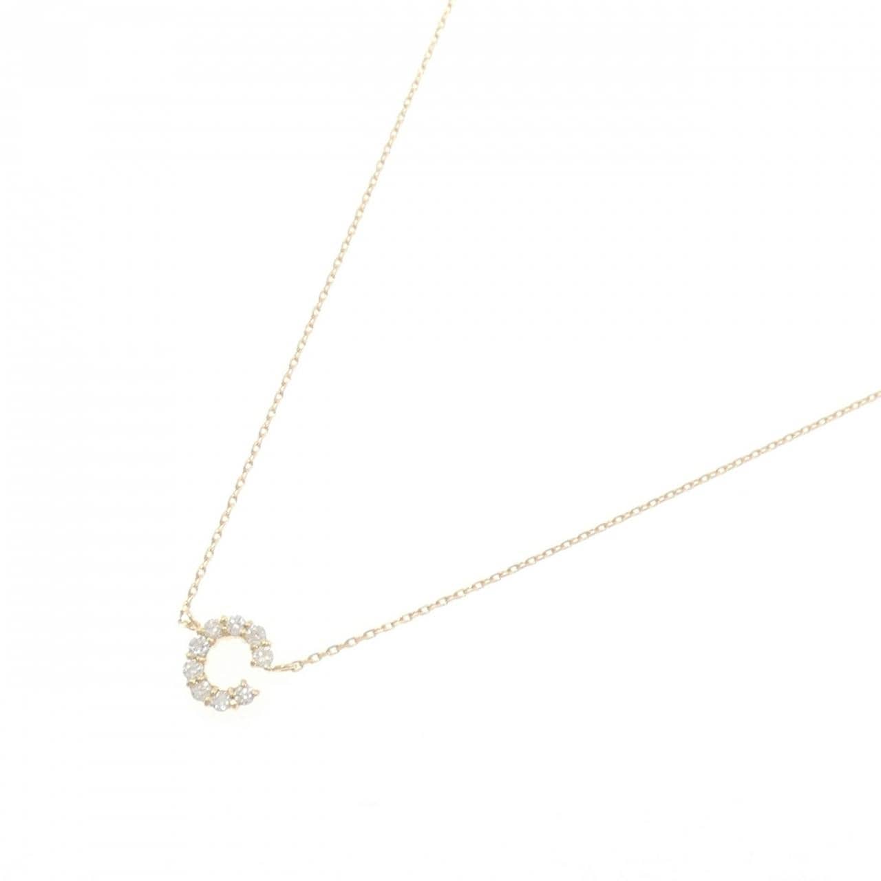 K18YG イニシャルC ダイヤモンド ネックレス 0.16CT
