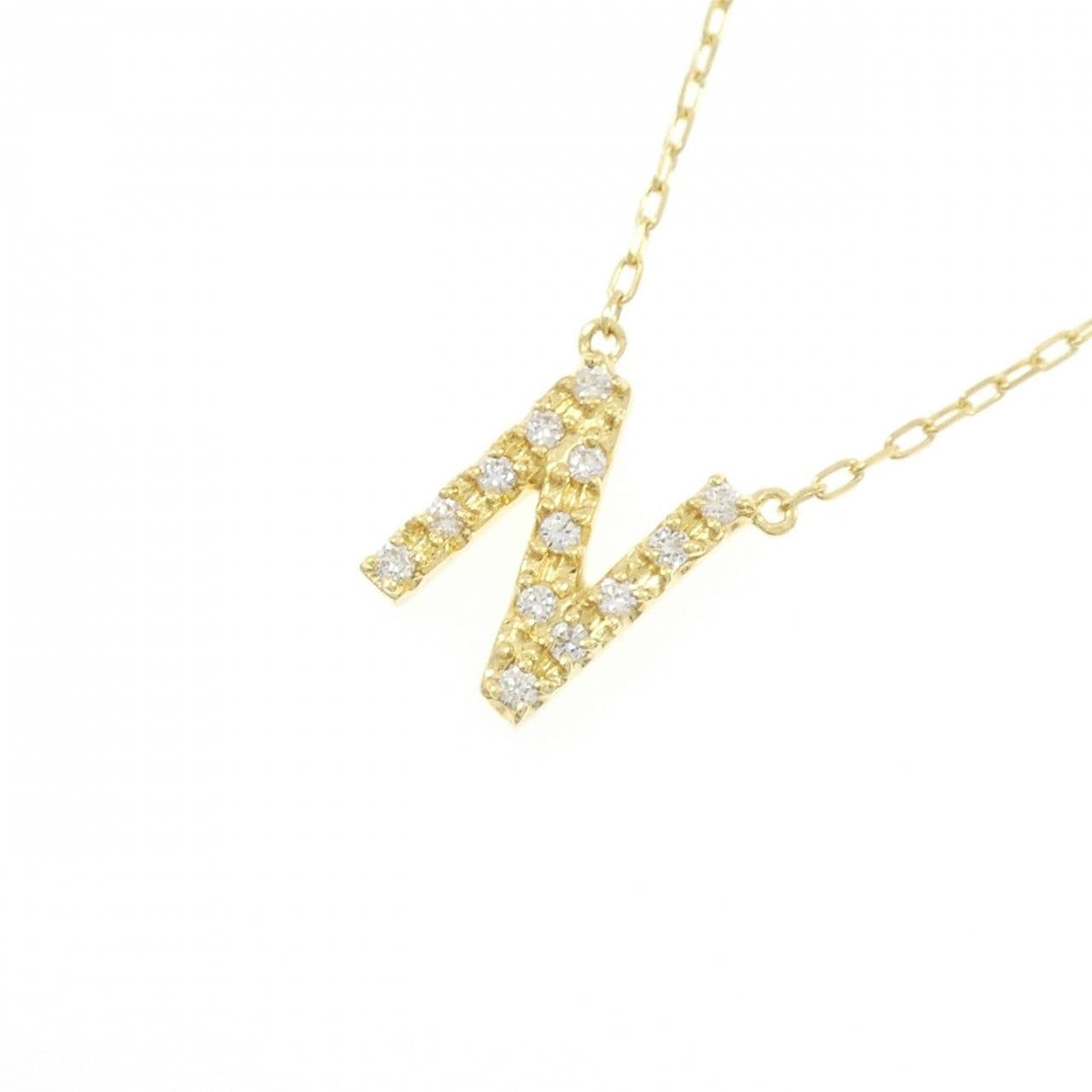 K18YG イニシャルN ダイヤモンド ネックレス 0.12CT