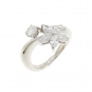 PT900 フラワー ダイヤモンド ピンキーリング 0.58CT