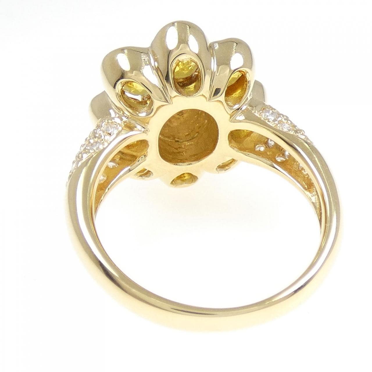 K18YG Flower Sapphire Ring 2.76CT
