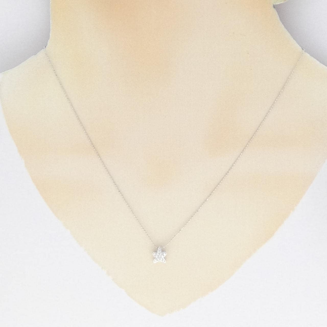 K18WG star Diamond necklace 0.12CT
