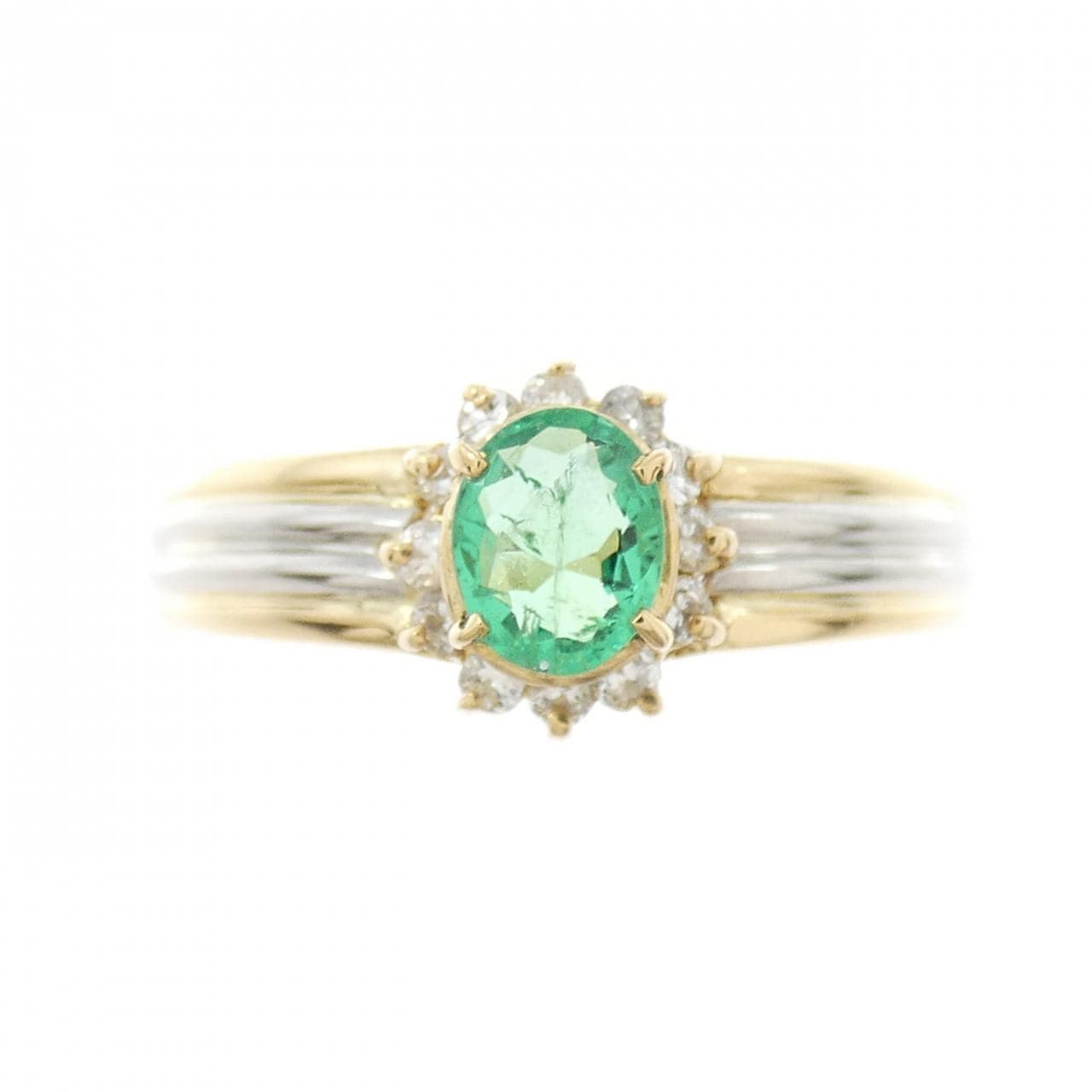 K18YG/PT900 エメラルド リング 0.28CT