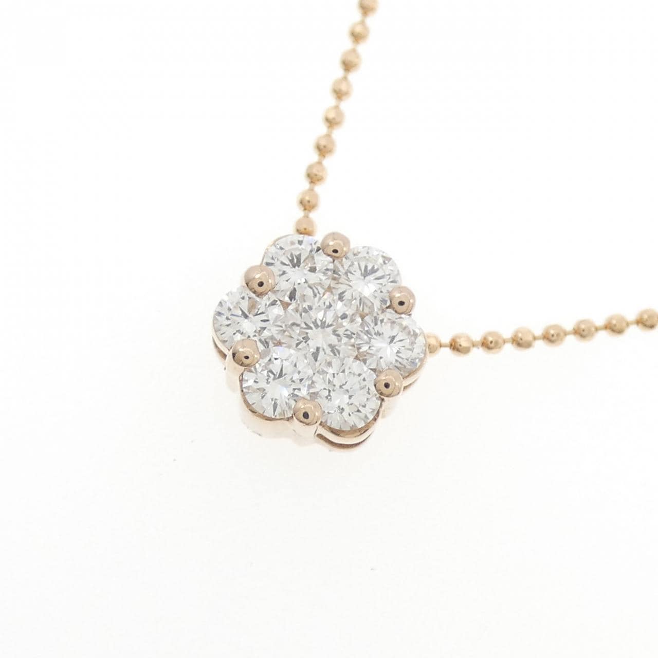 K18PG フラワー ダイヤモンド ネックレス 0.50CT