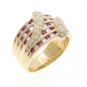 K18YG ルビー リング 0.81CT