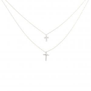 K10PG/K10WG クロス ダイヤモンド ネックレス 0.10CT