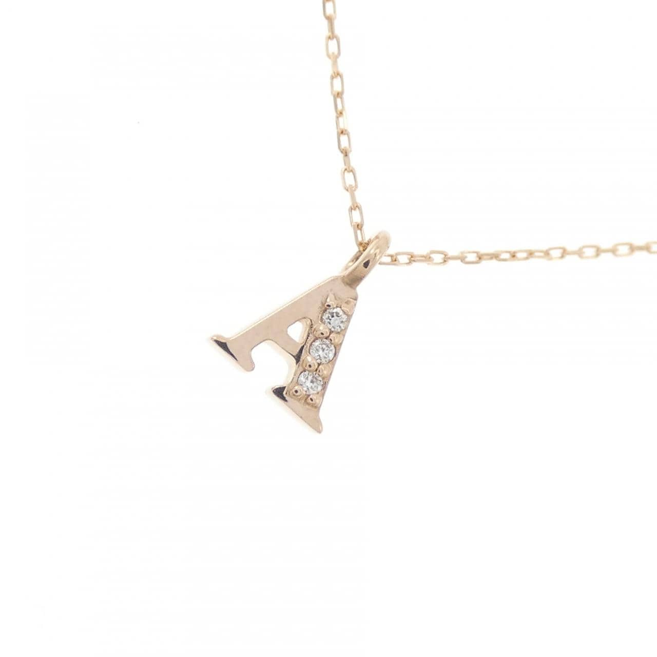 K18PG イニシャルA ダイヤモンド ネックレス 0.01CT