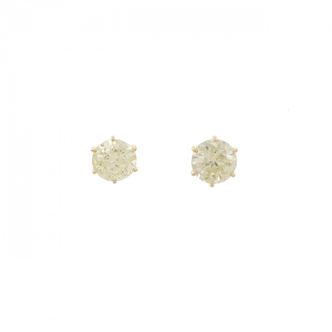 K18YG ソリティア ダイヤモンド ピアス 2.268CT