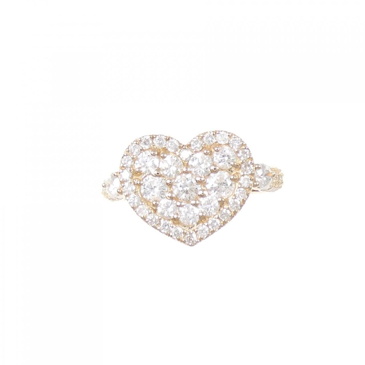 K18PG ハート パヴェ ダイヤモンド リング 1.00CT
