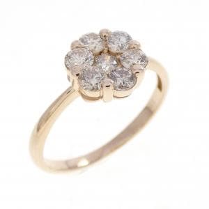 K18PG フラワー ダイヤモンド リング 0.50CT