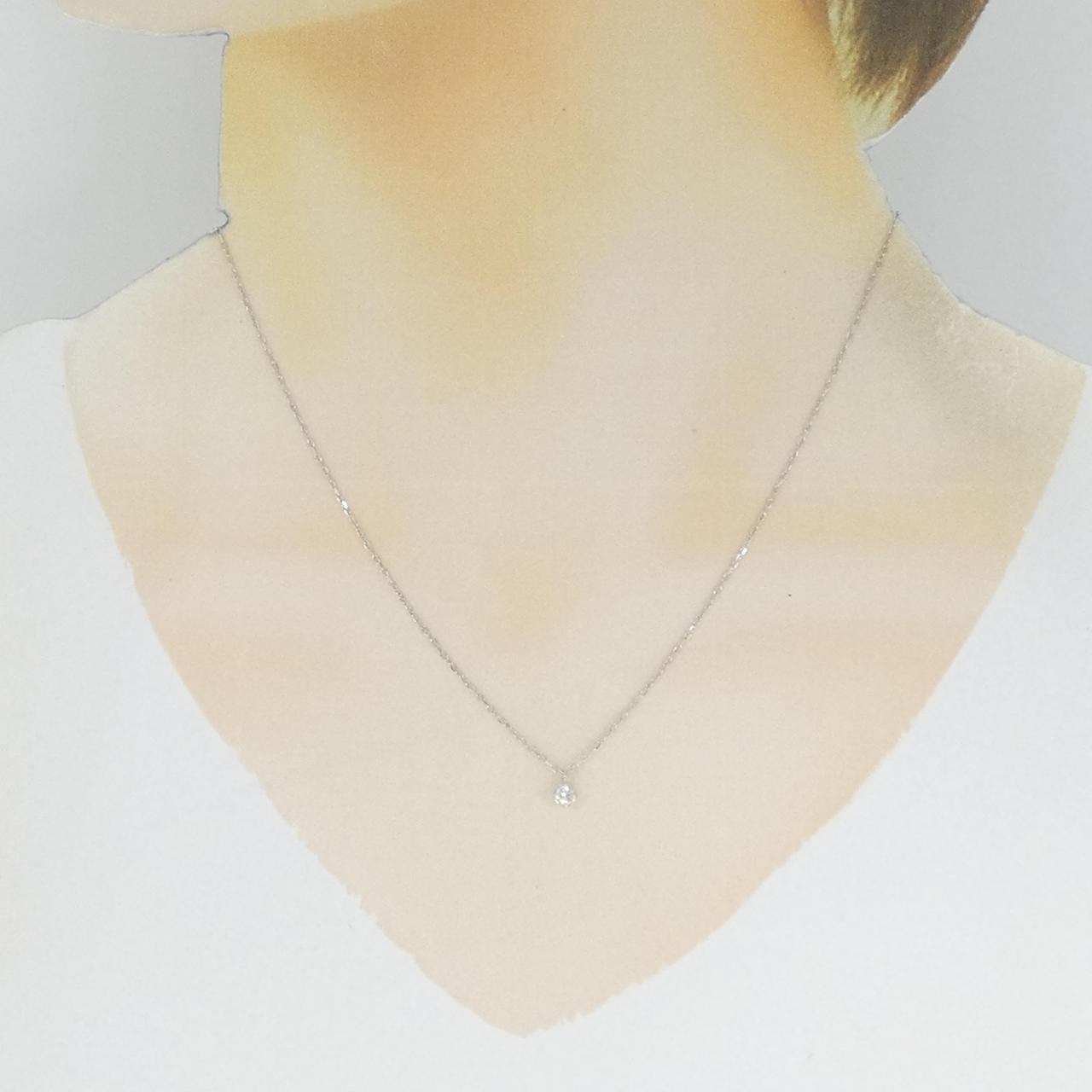 K10WG ソリティア ダイヤモンド ネックレス 0.08CT