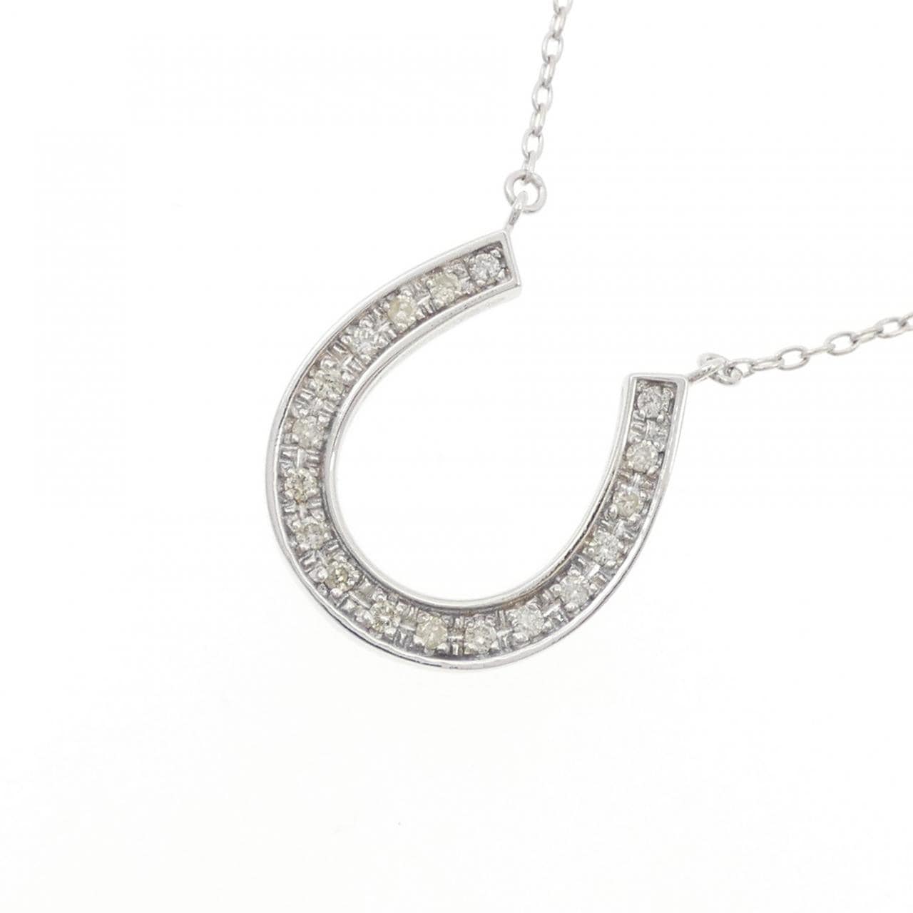 K18WG ホースシュー ダイヤモンド ネックレス 0.20CT