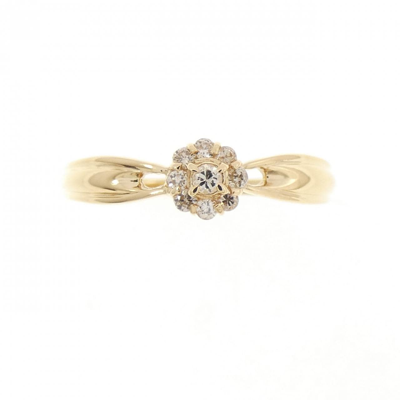 K18YG フラワー ダイヤモンド リング 0.10CT