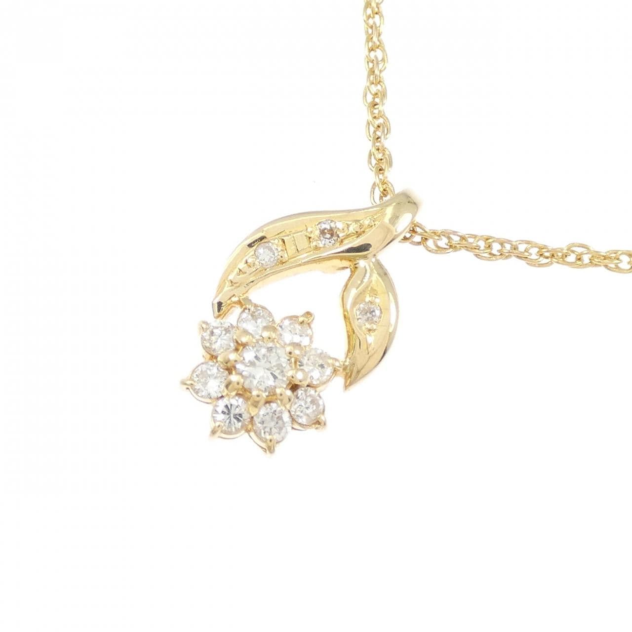 K18YG フラワー ダイヤモンド ネックレス 0.22CT