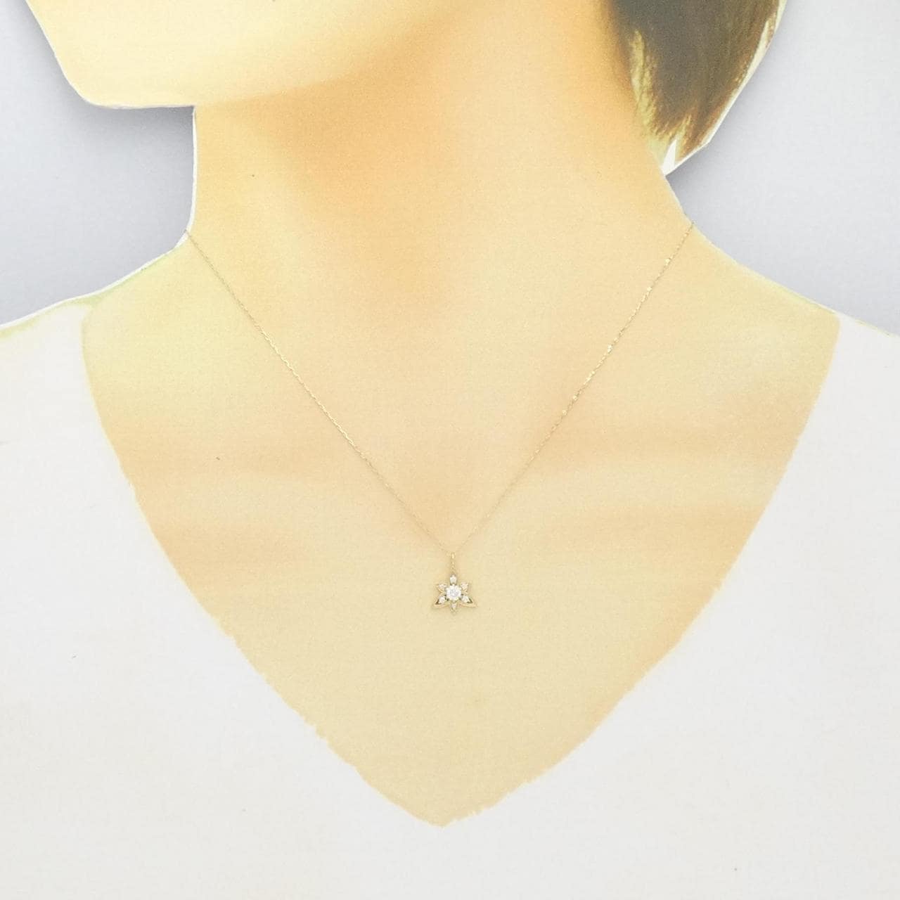 K18YGダイヤモンド0.14カラットネックレス - ネックレス