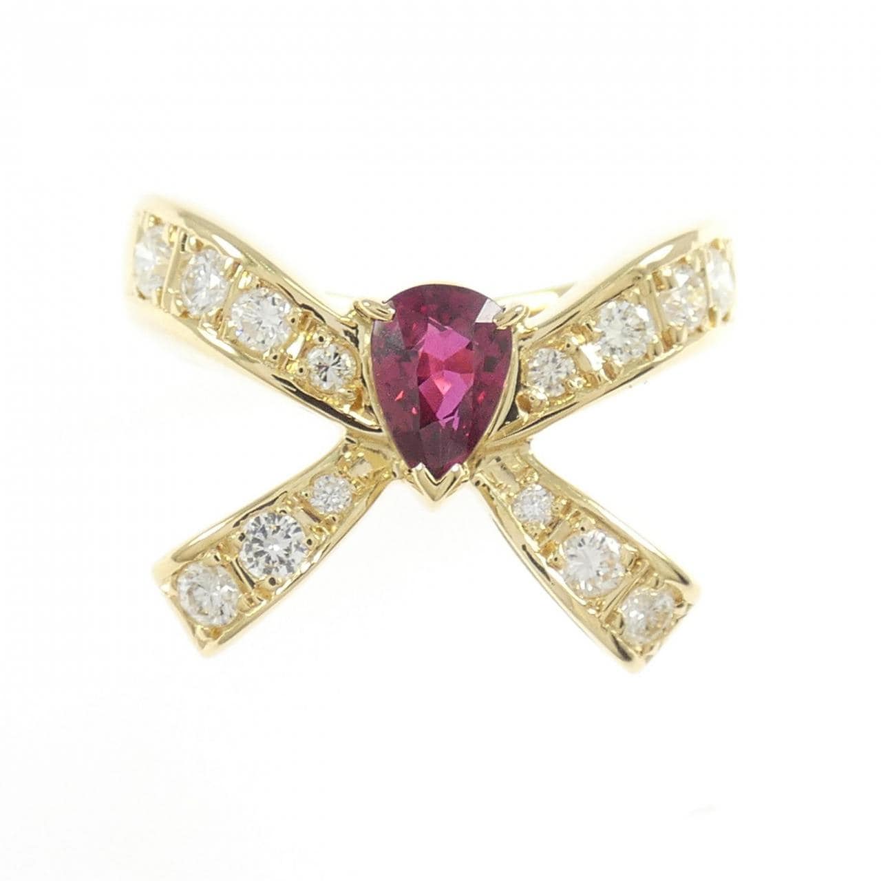 K18YG リボン ルビー リング 0.59CT