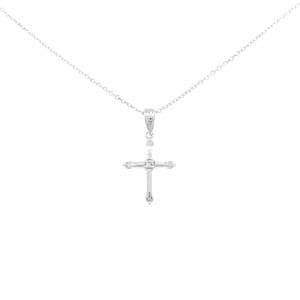 K18WG クロス ダイヤモンド ネックレス 0.07CT
