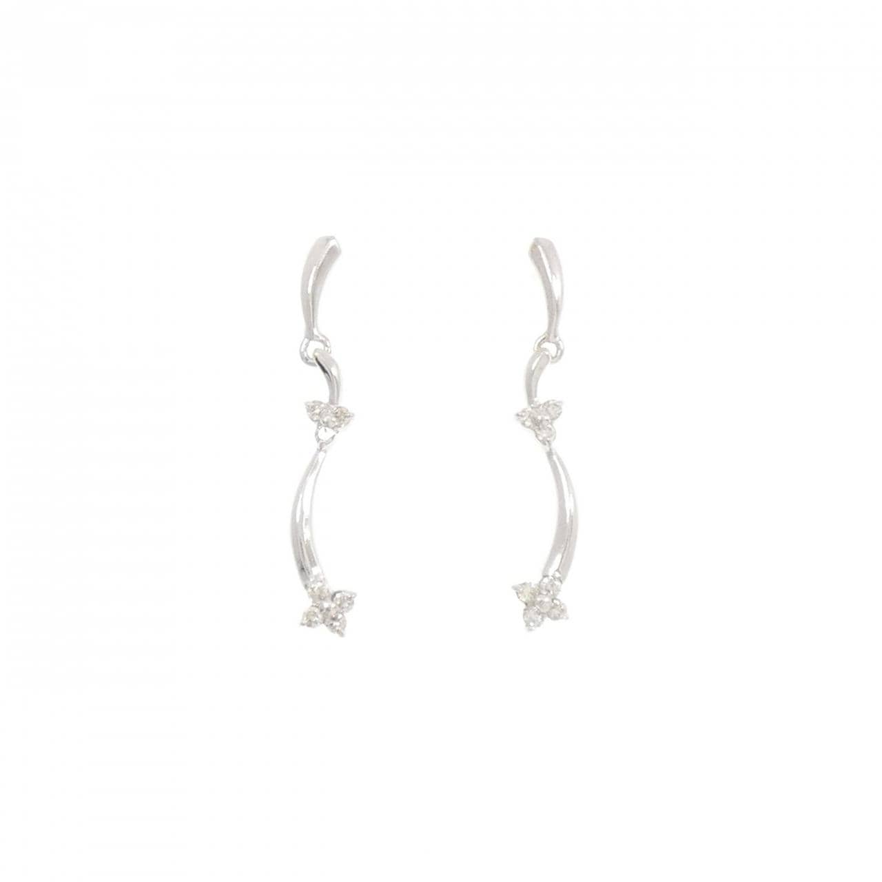 K18WG フラワー ダイヤモンド ピアス 0.14CT