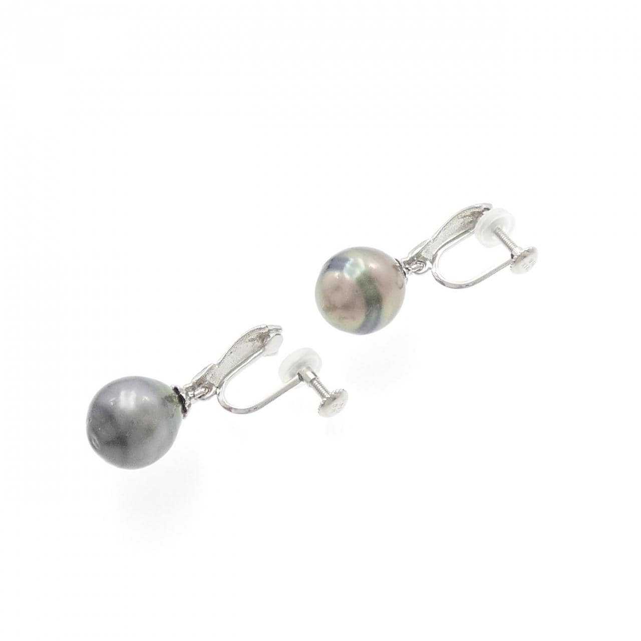 K14WG Black Pearl Earrings 10.5mm