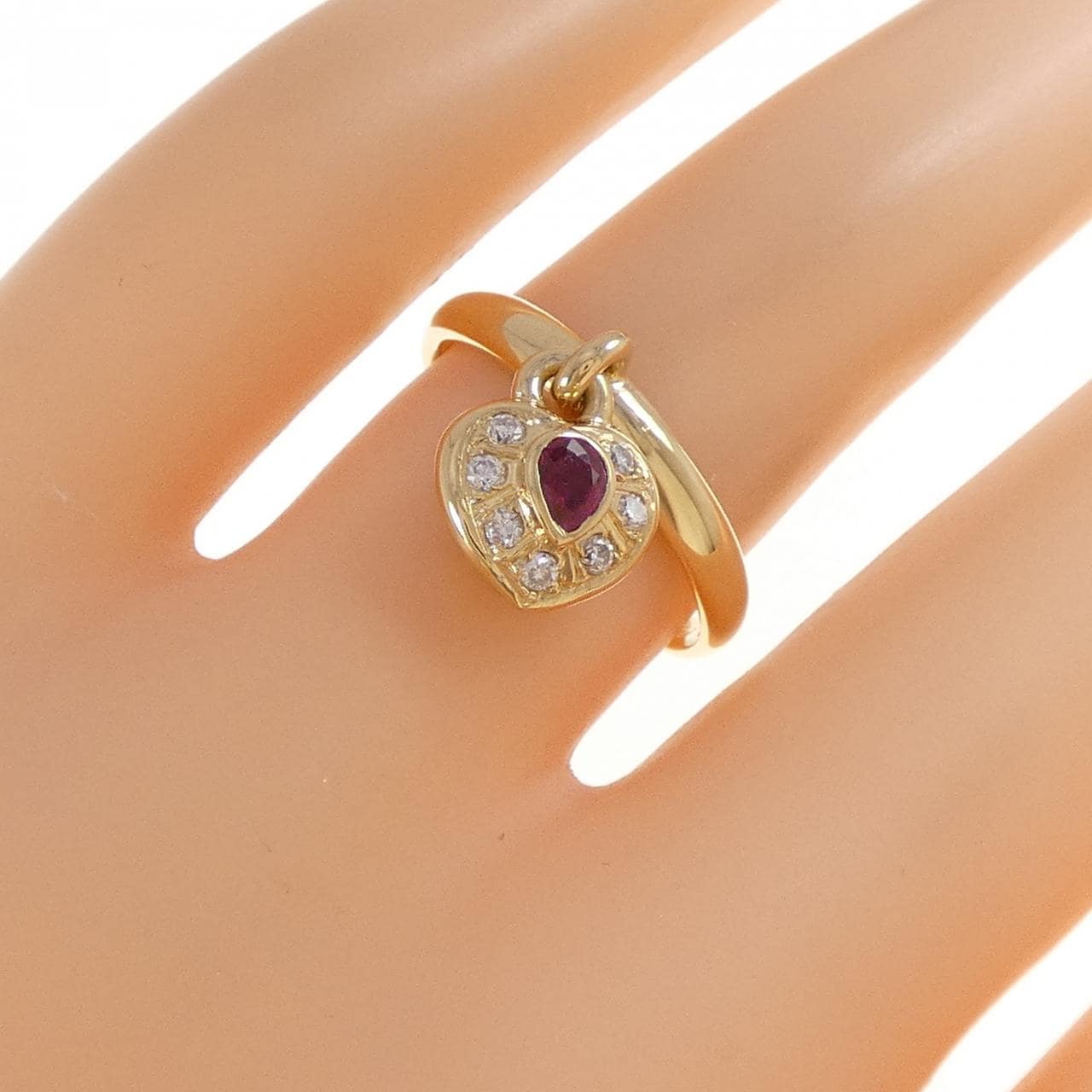750YG ハート ルビー リング 0.16CT