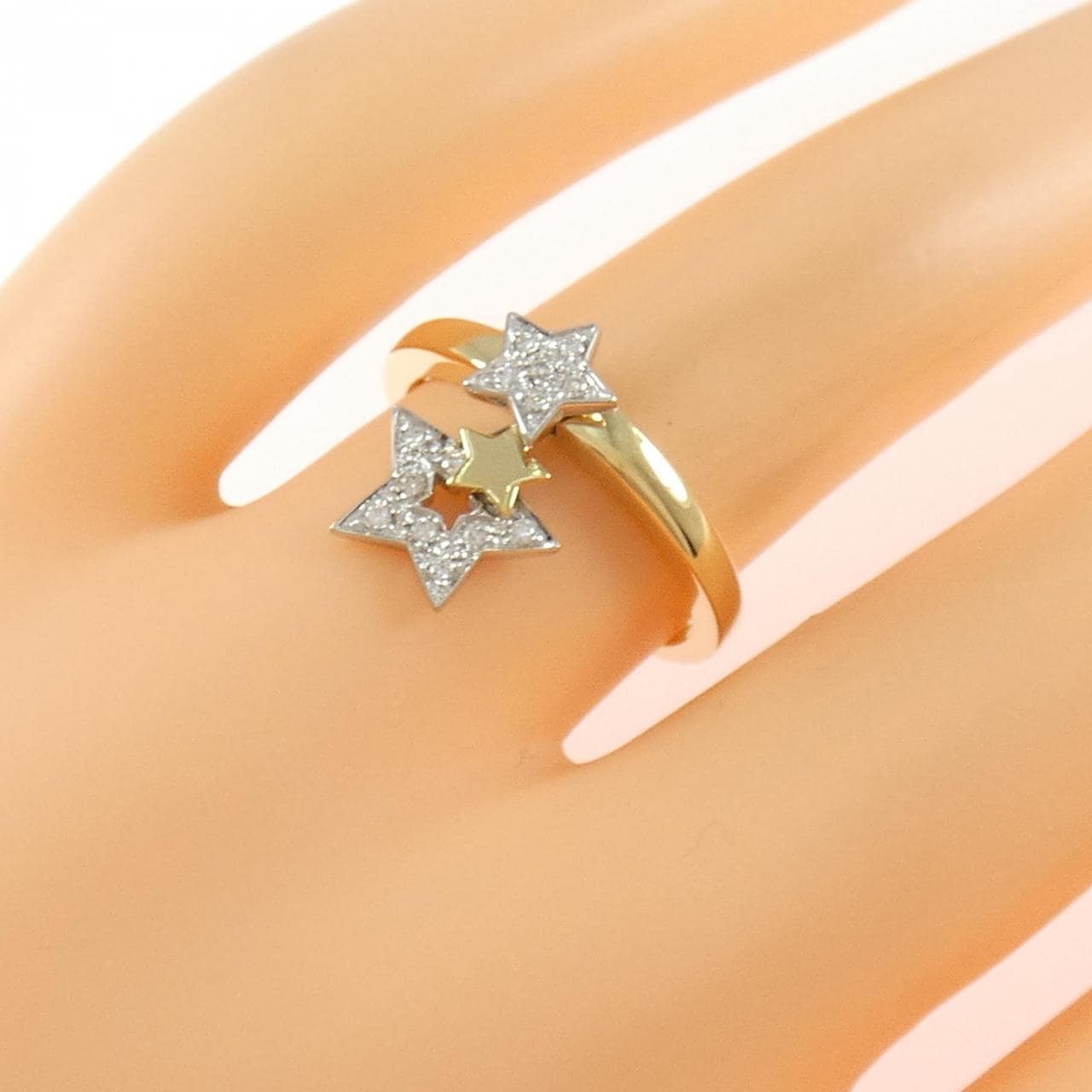 K18YG/K18WG スター ダイヤモンド リング