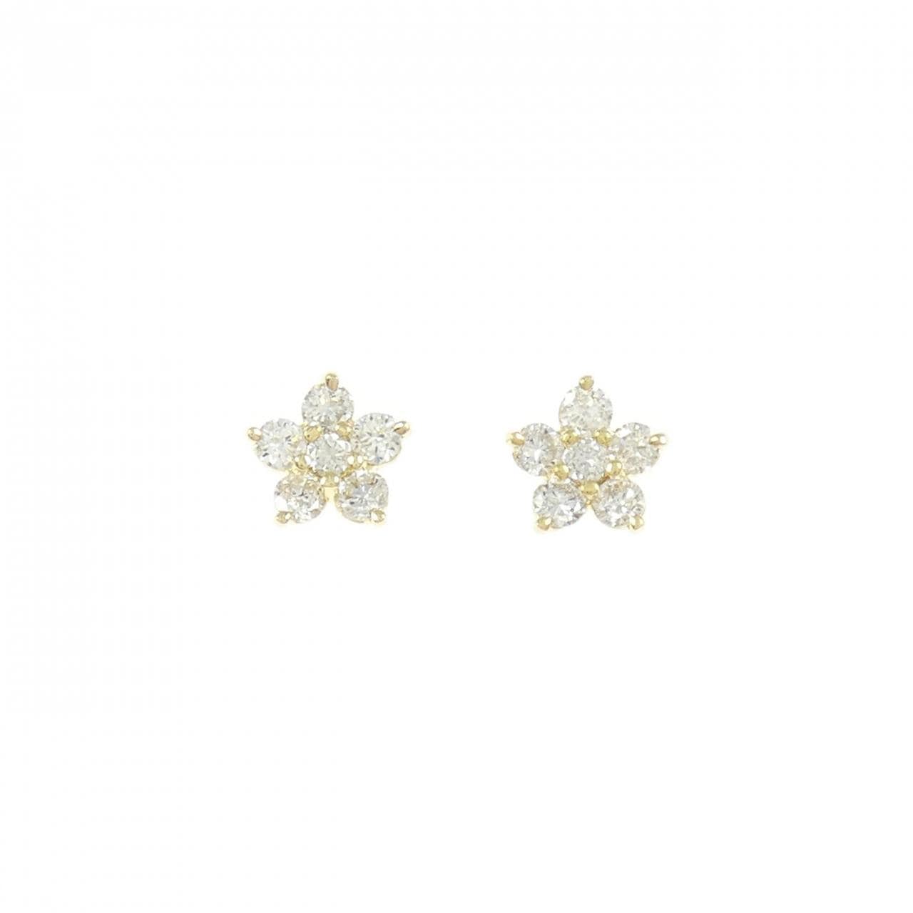 K18YG フラワー ダイヤモンド ピアス 0.40CT