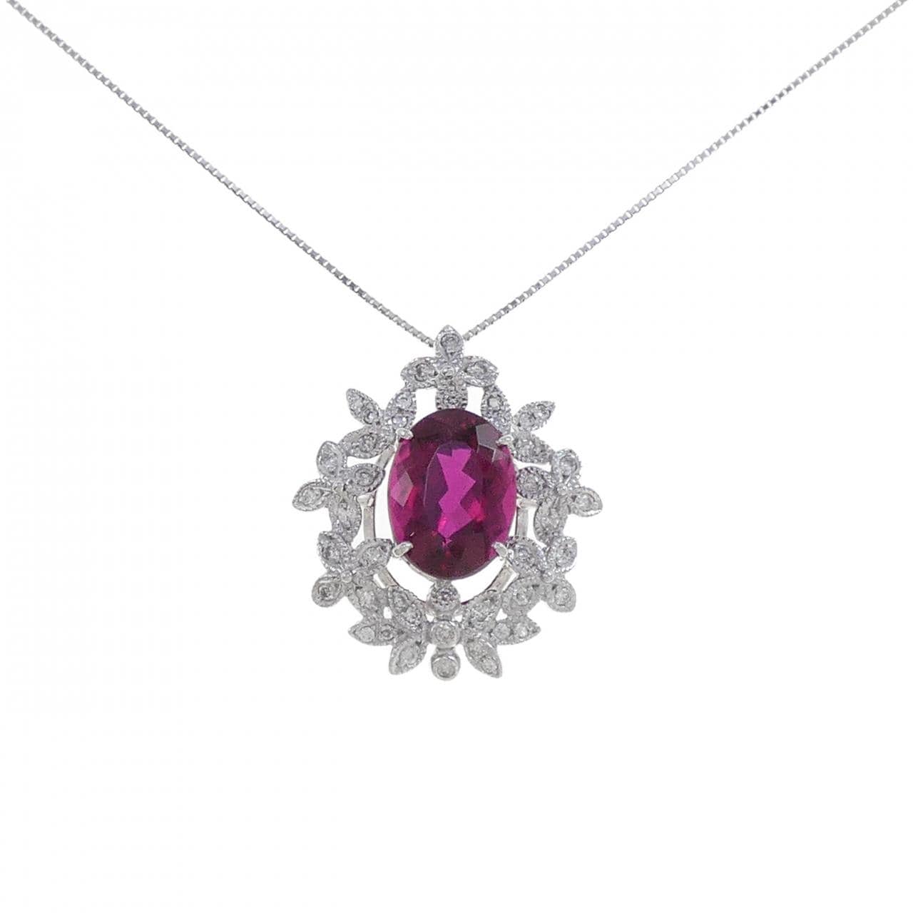 K18WG ルベライトトルマリン ネックレス 5.332CT
